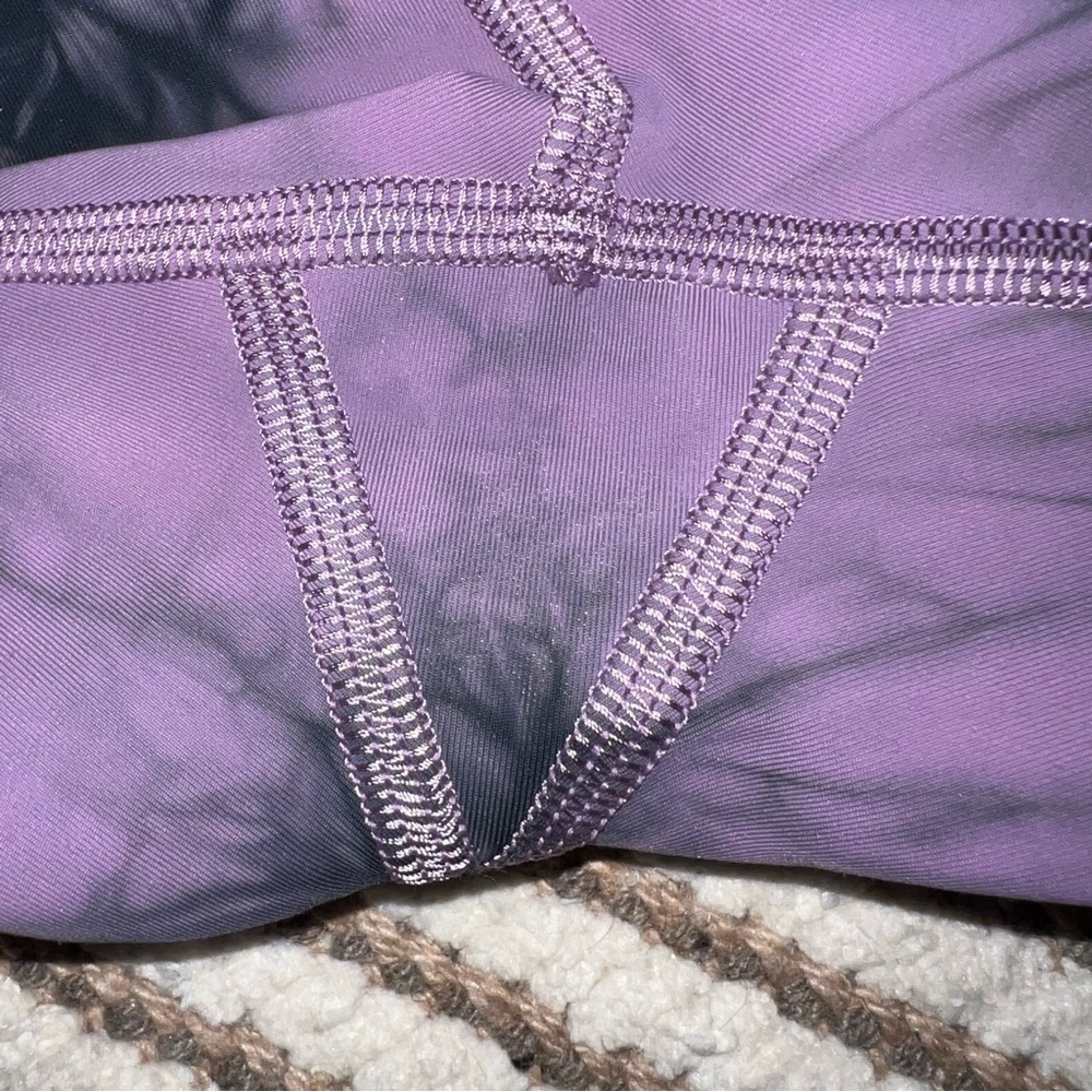 Lululemon Power Thru High Rise Altered to Biker Shorts Tie Dye Wisteria Purple - Picture 5 of 13